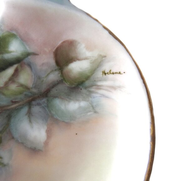 Vintage Decorative Porcelain Dish Hand Painted by Helen Hale White Rose - Picture 4 of 6